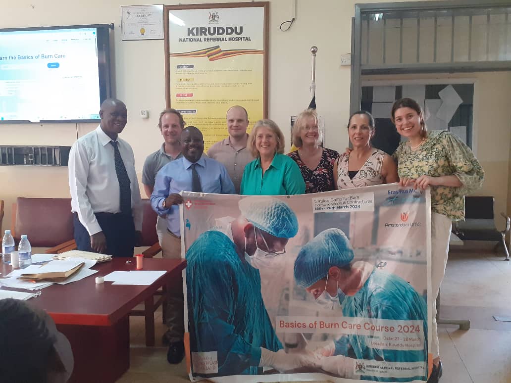 Principal Hospital administrator Hajj Mugisha Ereazer has today officially closed the Burns and Plastic surgery camp that has been on for two weeks @kirudduNRH with our partners from Netherlands @Interplast1 . Great thanks to the team for the collaborations and the great work