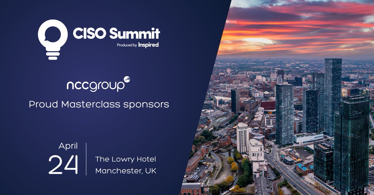 We’re excited to be announced as @inspiredBmedia's Masterclass sponsor for their upcoming @cisoinspired event next month. We look forward to meeting with 100s of UK-based #CyberSecurity leaders as we share our insights, intelligence and innovation: bit.ly/ncc1spi