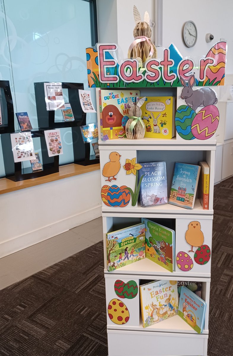 Our #Easter display is 'eggcellent' 🐥. Enjoy some of these books over the Easter break! 🐣 @GreenwichLibs @GreenwichLibs @Better_UK @GLL_UK #LoveLibraries