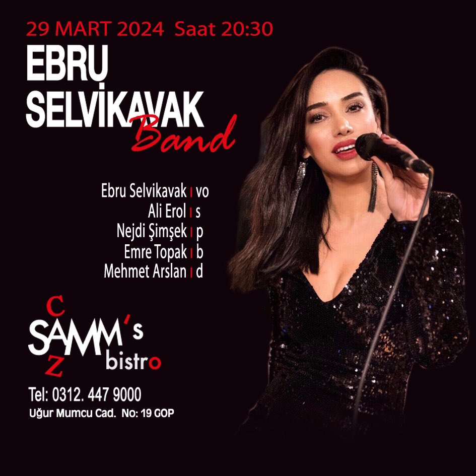 29 Mart 2024, Cuma akşamı <a href="/sammsbistro/">SAMM's bistro</a>  da.