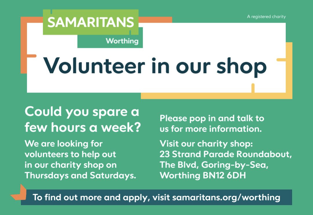 Do you have spare time on Thursdays or Saturdays? Our friendly shop on Goring parade is looking for new volunteers 😍 Pop in for more information 💚