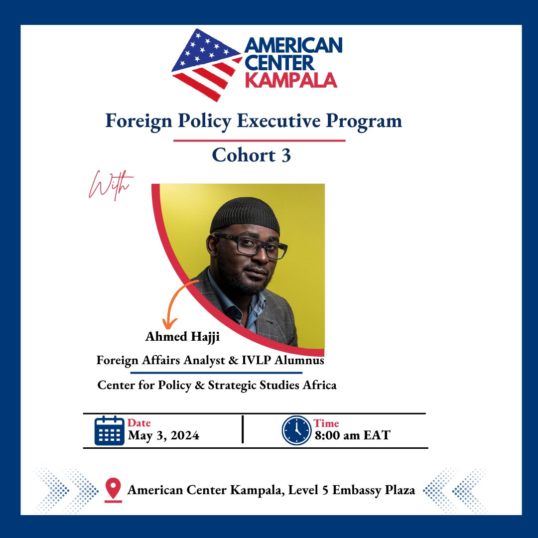 The #AmericanCenterKampala will again host the Foreign Policy Executive program for leaders to provide a thorough understanding of the dynamics of foreign policy & international relations in May. Register to join: tinyurl.com/2jy469he