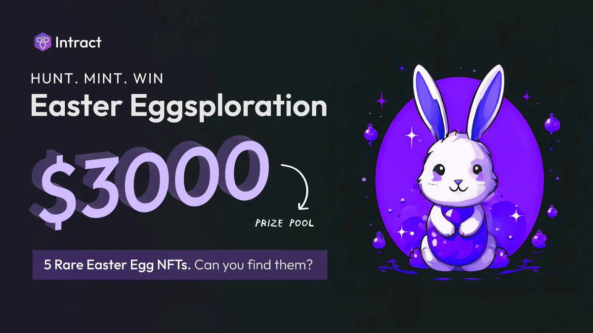 Heard there’s a $3,000 treasure trove hidden on Intract... &amp; it's guarded by 5 cunning Easter Eggs.

Can you find them? 🥚

Hunt down at least one for a shot at the $1,000 prize pool, or find all 5 to crack open the $2,000 prize pool!

Start eggsploring: link.intract.io/Easter