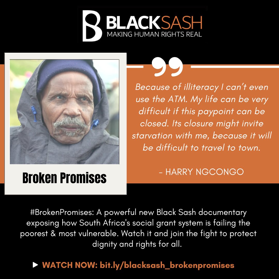 COVID-19, digitization, payment issues - South Africa's social grant system is under unprecedented threat. Black Sash's hard-hitting #BrokenPromises doc follows beneficiaries battling to survive as the system crumbles around them. #MakingHumanRightsReal youtu.be/vOaLvo6klfI