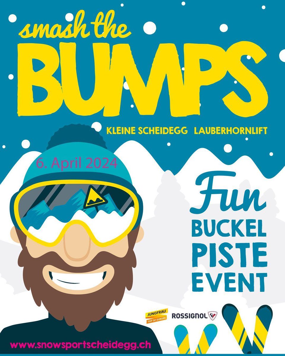 Are you up to the challenge? ⛷️ Next Saturday, April 6 starting at 9 am the 'Smash the bumps' is happening on Kleine Scheidegg 🎿 Register on the website or at the venue on race day 📝 Maybe you'll go home as the winner 🏆 bit.ly/SmashTheBumps24 📷instagram.com/ilovemyskiinst…