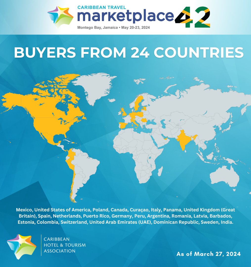 📢 Buyer Update Alert! Join us at #CHTA's Caribbean Travel Marketplace for a prime opportunity to connect with global buyers. Save on travel costs & secure deals in one place! Register now: chtamarketplace.com/marketplace/re… #Marketplace42 #CaribbeanBusiness