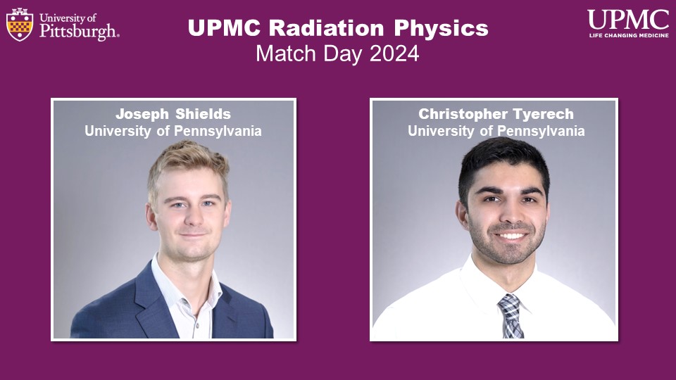 I am extraordinarily pleased to welcome two stellar medical #physics trainees, Joe Shields and Chris Tyerech to our Department of Radiation Oncology and @UPMCHillmanCC! @aapmHQ