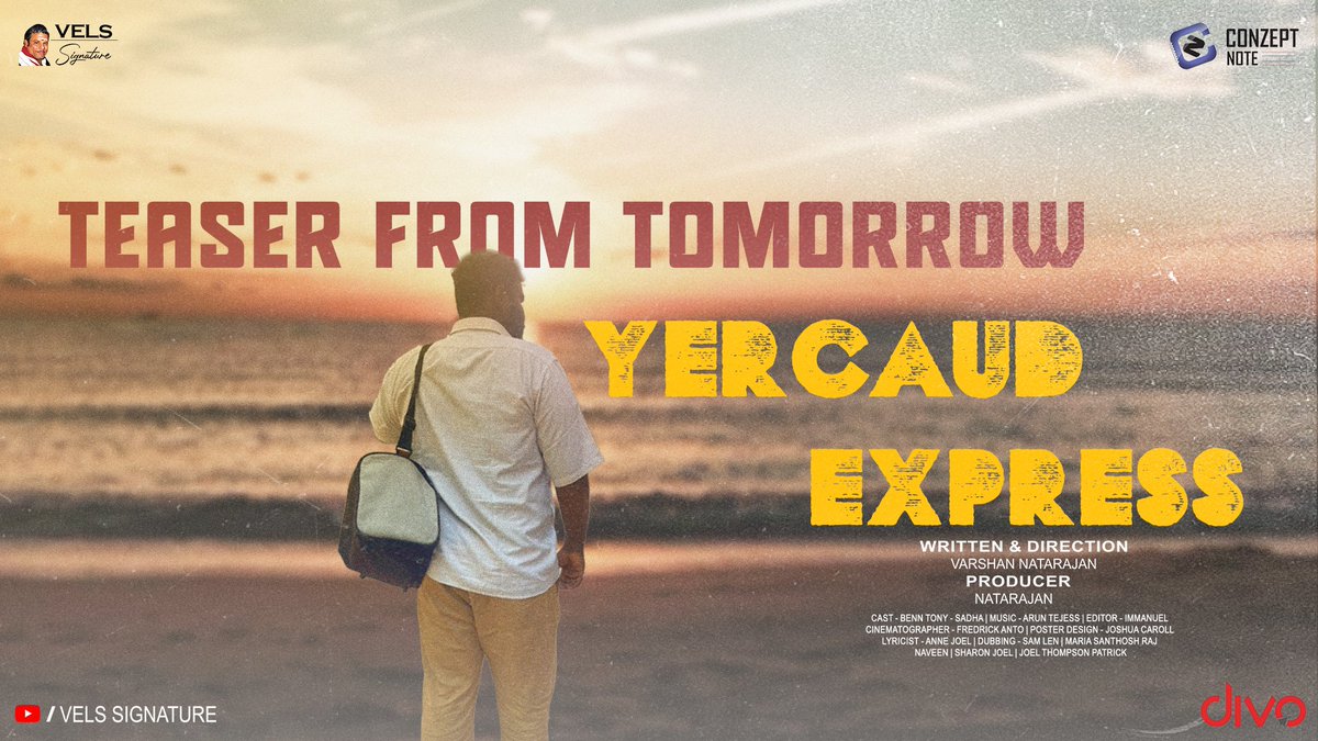 VELS Signature (@velssignature) on Twitter photo #YercaudExpress Short Film Teaser will be releasing Tomorrow. Stay tuned
Written & Directed by <a href="/varshan23_/">Varshan Natarajan</a> π¬
<a href="/ArunTejess/">arun_tejess</a> <a href="/BennTony2/">Benn Tony</a> <a href="/ConzeptNoteOff/">Conzept Note</a> <a href="/divomovies/">Divo</a> #YercaudExpress Short Film Teaser will be releasing Tomorrow. Stay tuned
Written & Directed by <a href="/varshan23_/">Varshan Natarajan</a> π¬
<a href="/ArunTejess/">arun_tejess</a> <a href="/BennTony2/">Benn Tony</a> <a href="/ConzeptNoteOff/">Conzept Note</a> <a href="/divomovies/">Divo</a>