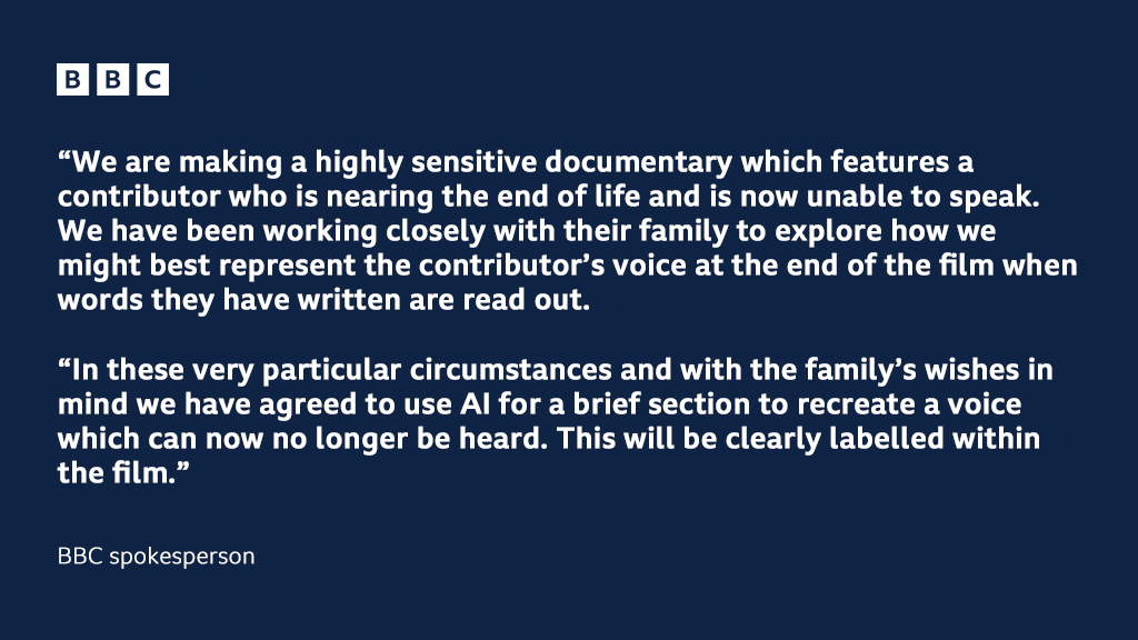 We’re aware there’s been discussion in the last 24 hours regarding our use of AI in relation to voiceover work. There is some important context to this, which is explained here bbc.in/3xclyCN