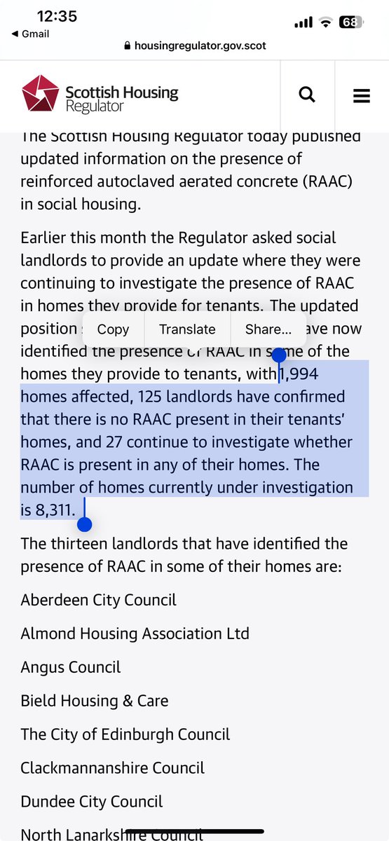 ⁦@SHR_news⁩ outlines nearly 2,000 social homes affected by RAAC with more to come. So not only are we failing to build enough we are risking losing those we have.