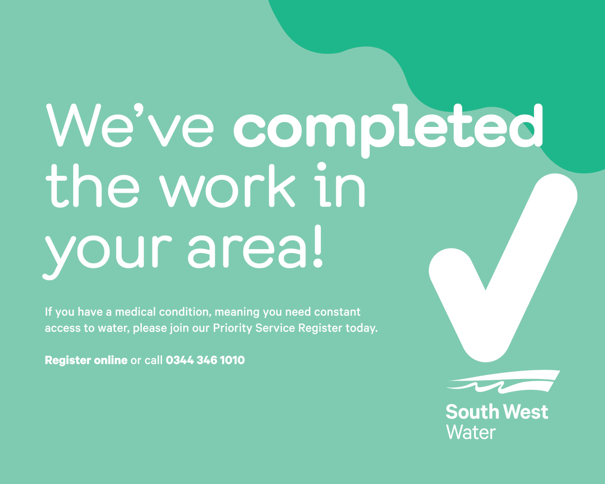 ✅🚰 UPDATE – EX10 🚰 ✅ We would like to thank our customers for their patience while we completed emergency repair work on Newton Poppleford, EX10 0. We are pleased to confirm that supplies in the area are now restored.