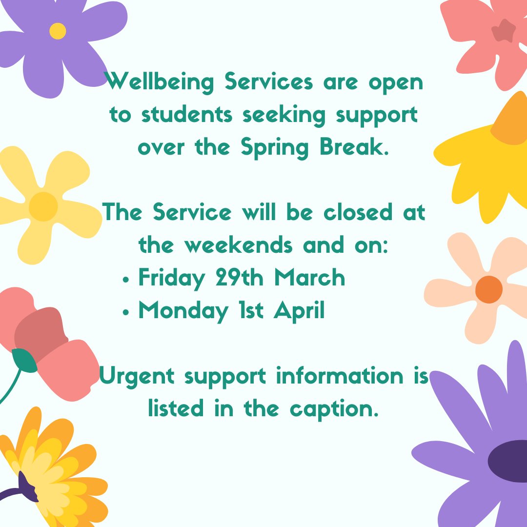 UoE Wellbeing (@uoewellbeing) on Twitter photo Urgent 24/7 support in Exeter:
π NHS Urgent Mental Health Line - 0808 196 8708
π RD&E Hospital - A&E
π Estate Patrol - 01392 722222
Out-of-hours support:
π The Moorings @ Devon - 07990 790 920
π§‘ <a href="/exeternightline/">Exeter Nightline</a>
Please call 999 in an immediate emergency.
#studentwellbeing Urgent 24/7 support in Exeter:
π NHS Urgent Mental Health Line - 0808 196 8708
π RD&E Hospital - A&E
π Estate Patrol - 01392 722222
Out-of-hours support:
π The Moorings @ Devon - 07990 790 920
π§‘ <a href="/exeternightline/">Exeter Nightline</a>
Please call 999 in an immediate emergency.
#studentwellbeing