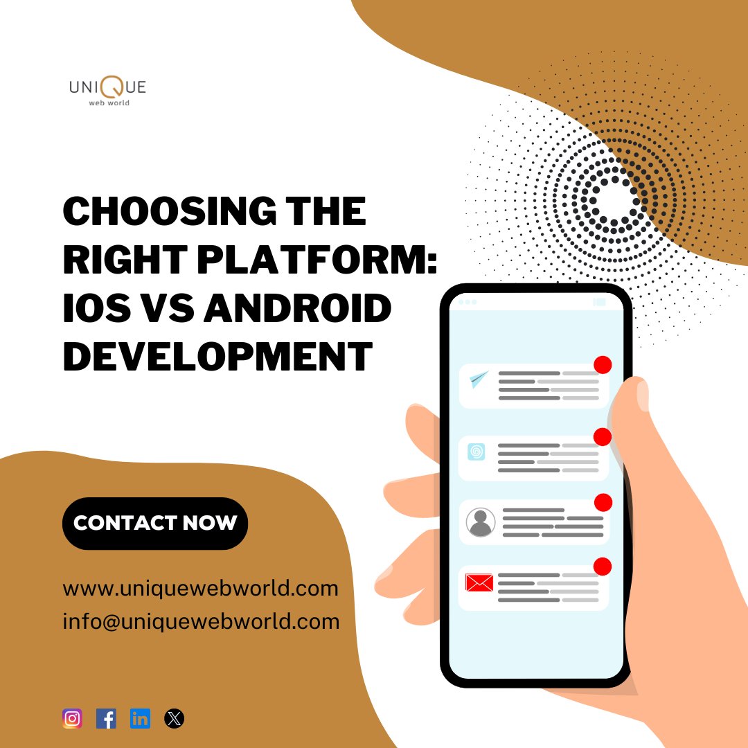 UniqueWebWorld1's tweet image. iOS or Android? 📱💬 Get insights from Unique Web World on selecting the perfect platform for your app development journey. Don't miss out on this crucial decision! #AppDev #iOSvsAndroid #UniqueWebWorld