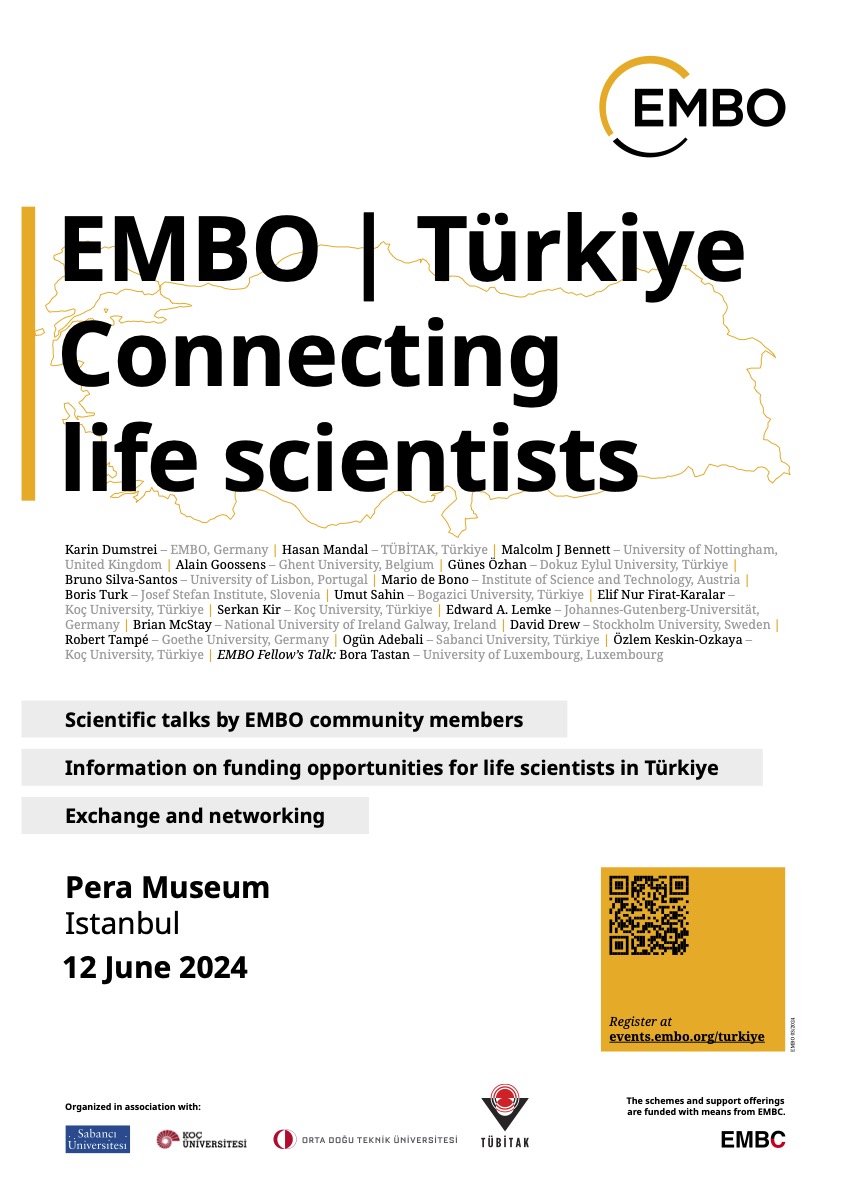 Register for our next @EMBO Fellowship's Outreach Event #EMBOTurkiye on 12 June 2024 in @PeraMuzesi in Istanbul! The focus is EMBO's funding opportunities for life scientists based in #Türkiye, including a session on women in science. 🔗REGISTER HERE: events.embo.org/turkiye