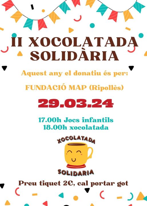 29 de març a les 17h
Jocs infantils i xocolatada solidària a #planoles #vallderibes #ripollès #Inpyrenees #Slowdays #Apocapoc #nens #viueldoble @planoles @corisa @el9nou @RipollesTurisme