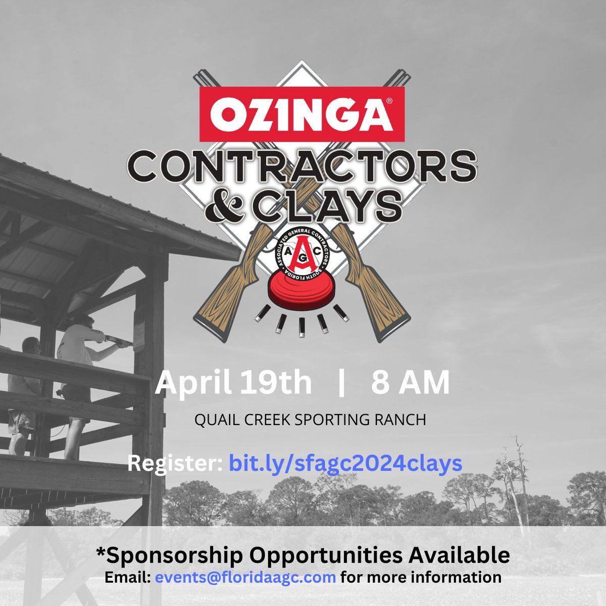 We are less than a month away from Contractors &amp; Clays Presented by Ozinga! 

There are just a handful of team slots available! Don't miss your shot ( 😉 ) at being around some of the commercial construction industries respected firms.

Register today: bit.ly/sfagc2024clays
