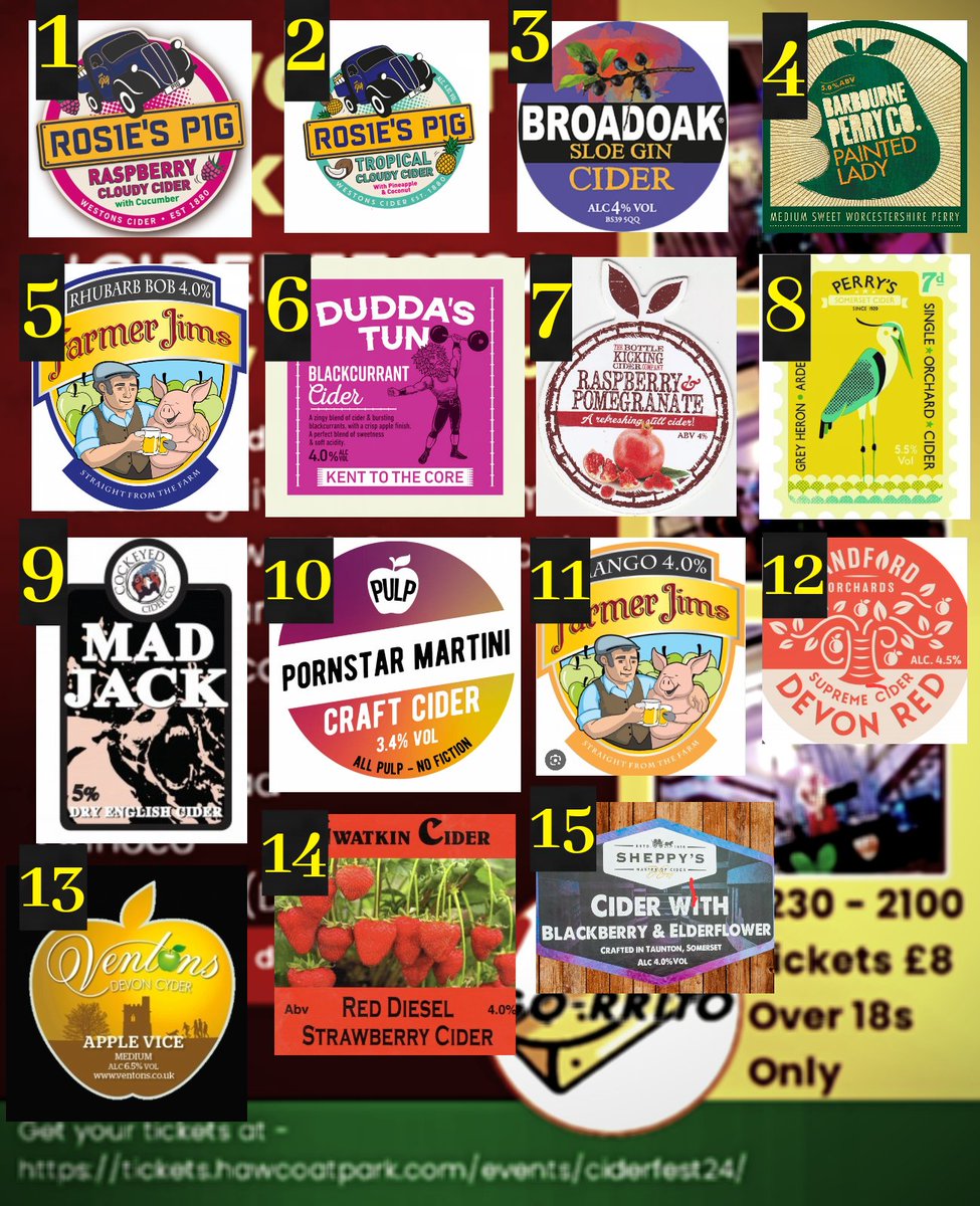 Here's the guest ciders for this Sunday ! Don't worry <a href="/HPRUFC_Official/">Hawcoat Park RUFC</a> we've ordered plenty of <a href="/GuinnessGB/">Guinness GB</a> too 🤣