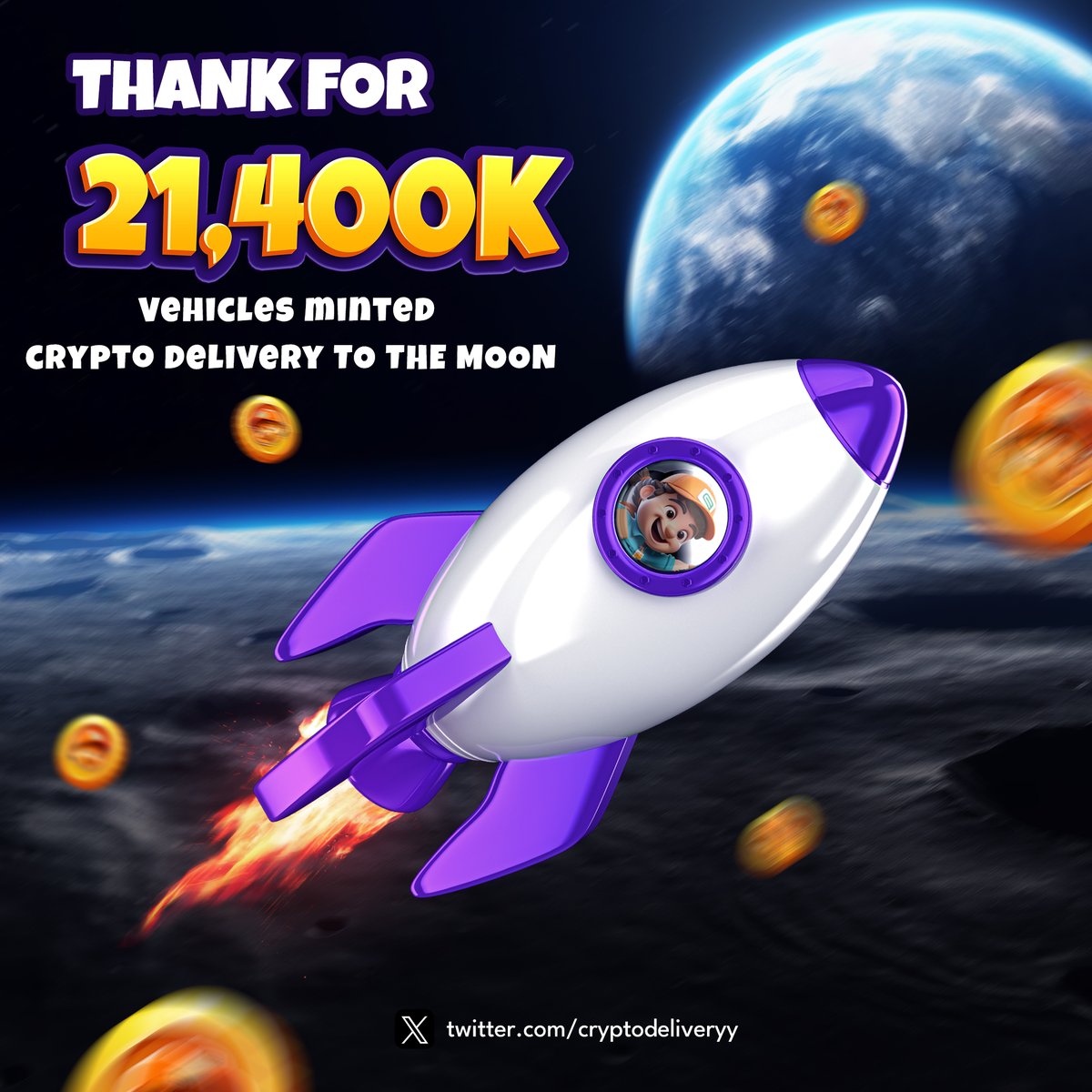 📣 Today we reached a total of 21,400 vehicles minted, thank you to everyone who was part of this celebration.

Play Game: play.cryptodelivery.io/play

#cryptodelivery #PlayToEarn #dcoin