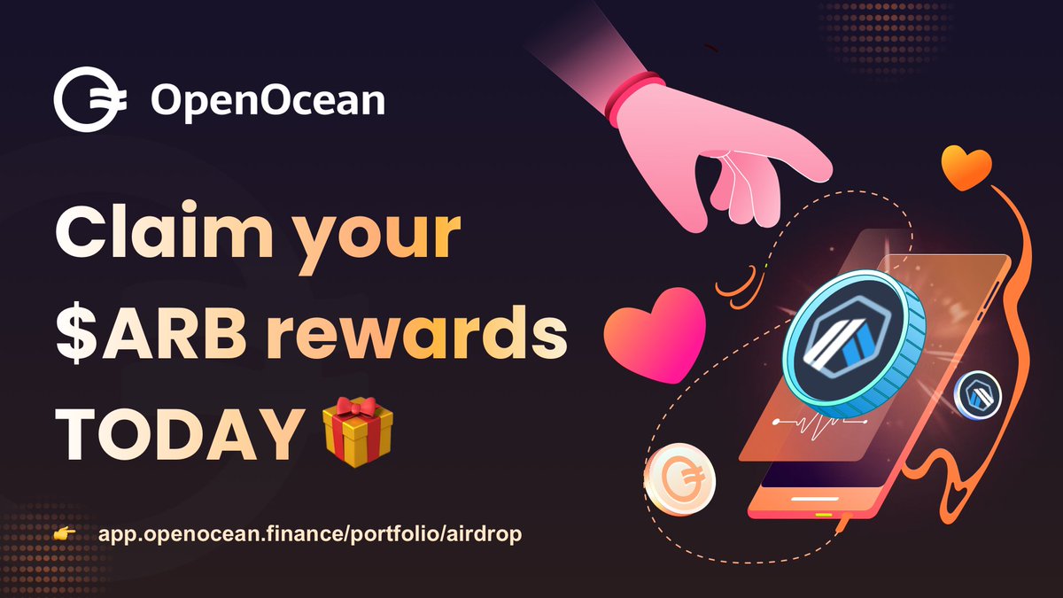 🏁 The Arbitrum #Airdrop Bonanaza is almost over! > If you have tkts left to claim Ticket claim deadline: 29/03 10am UTC Link: app.openocean.finance/portfolio/aird… > If you have unclaimed tkts Tokens directly airdropped to you after the claim time TY for joining on our epic adventure 💙 🧡