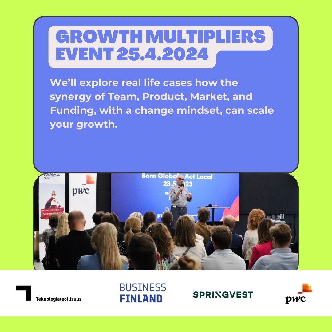 🚀 Ready to scale your #business? Join us at the Growth Multipliers event on April 25th at Innovation Home Kamppi or ONLINE. Dive deep into the success factors of scaling businesses with insights from growth leaders. Limited spots available. Register here: boardmangrow.fi/tapahtuma/save…