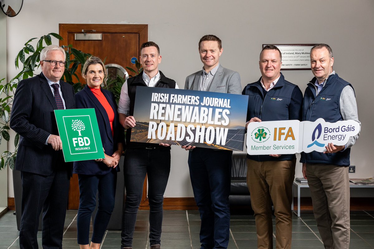 Pictured at the launch of the Irish Farmers Journal Renewables Roadshow is John Cahalan, Chief Commercial Officer, @fbd_ie, Michelle Crowley, Head of Sales, Stephen Robb, Renewables Editor and William Minchin, CEO of the Agricultural Trust, John Cussen, Head of Consumer and…