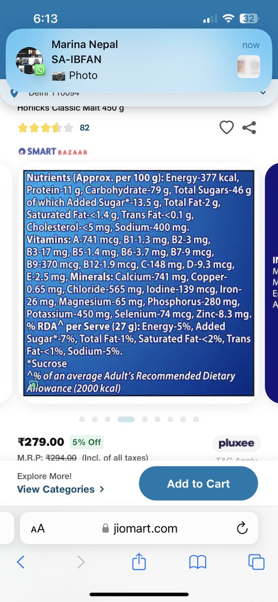 NAPiIndia's tweet image. Came across this post posted in February 2024 by @taapsee @NanhiKali distributing @Horlicks_india to young children. It has 46 gm sugar per 100 GM with other additives that makes it ultra processed. Isn’t it surrogate promotion of a high sugar food product ? @techmahindracsr