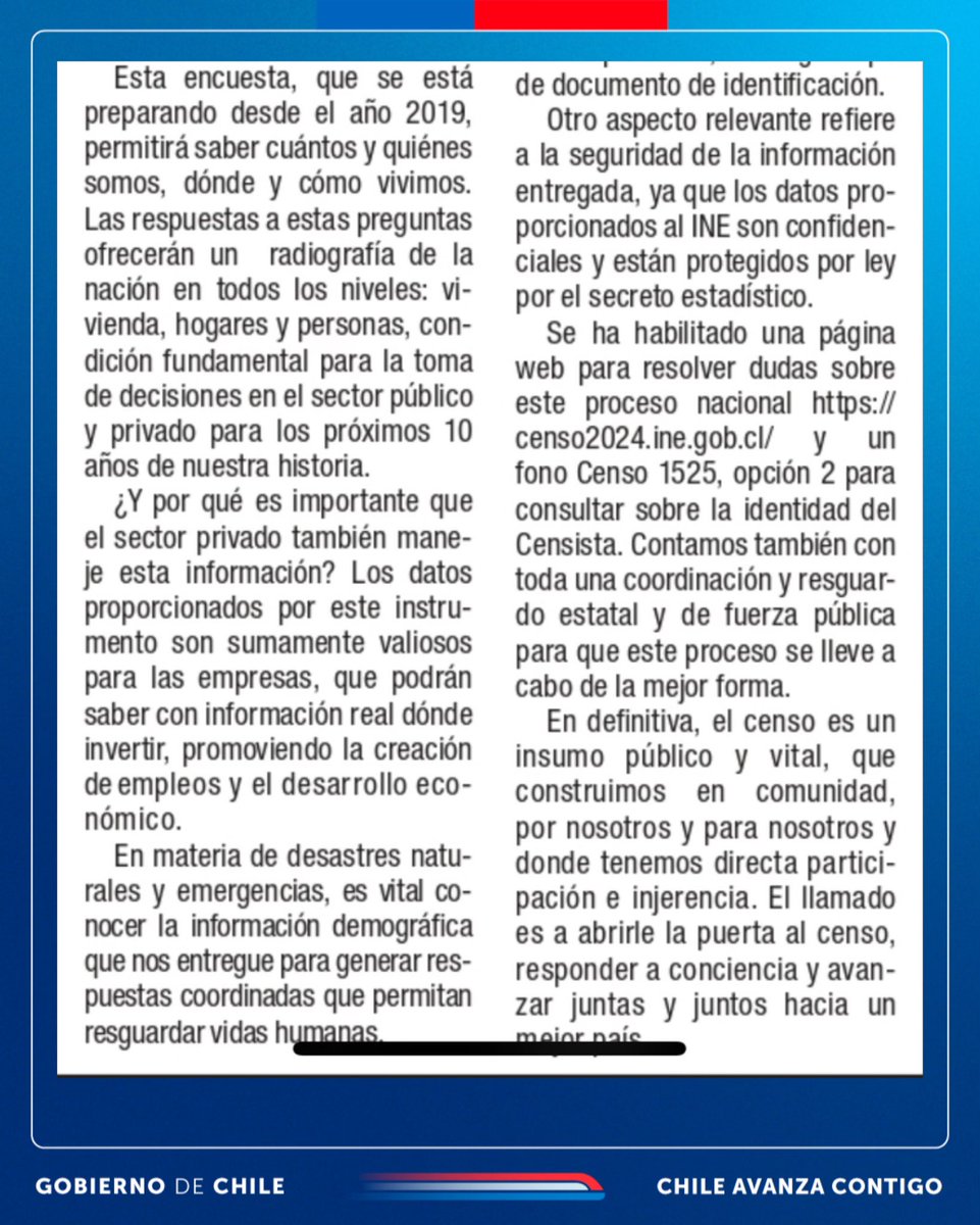 🤔¿Cuántas viviendas hay que construir en los próximos años? ¿Dónde hacen falta hospitales o colegios? 🏫Todas estas interrogantes que impactan directamente en nuestra vida podrán ser respondidas gracias al @censo2024. ¡Les invito a leer sobre su importancia! 📰