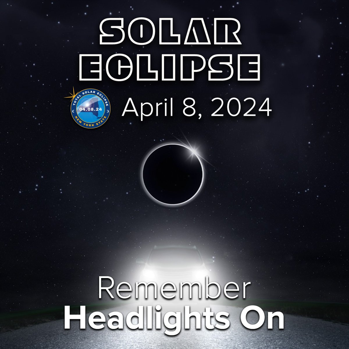 NYSDOTI81's tweet image. It’s going to get DARK! Remember to turn your headlights on and don’t rely on your auto headlights during the eclipse on April 8. #Eclipse24