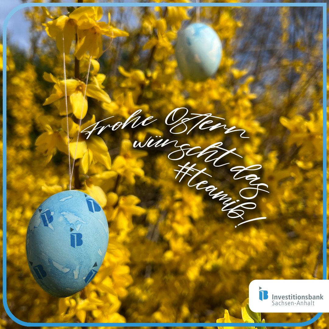 Unsere IB-Ostereier können sich sehen lassen, oder? Das #teamib wünscht allen frohe Feiertage. 🐰 Am Dienstag sind wir wieder für Euch da. 🙂

#ib_lsa #SachsenAnhalt #Förderbank #Ostern #Ostereier #FunFacts