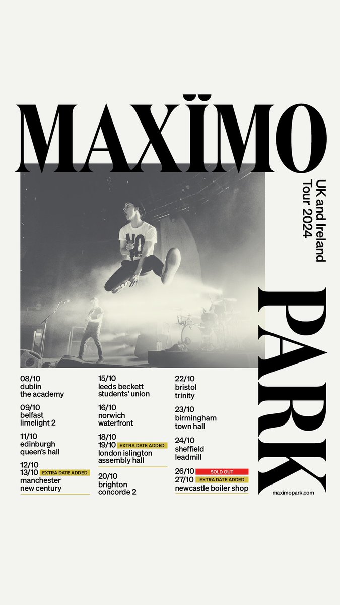 Due to demand, @maximopark have added a second date at New Century on 13th October link.dice.fm/P898fbc69690