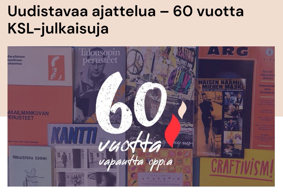 Kansan Sivistystyön Liitto KSL juhlistaa 60-vuotista taivaltaan näyttelyllä Helsingissä. Ydinteemana on uudistava ajattelu.

Näyttely on mukana Sivistyksen teemavuoden tapahtumakalenterissa.
Lue lisää ➡️tinyurl.com/ys6v3yvh
@kslopintokeskus @okmfi

#sivistys2024 #bildning2024