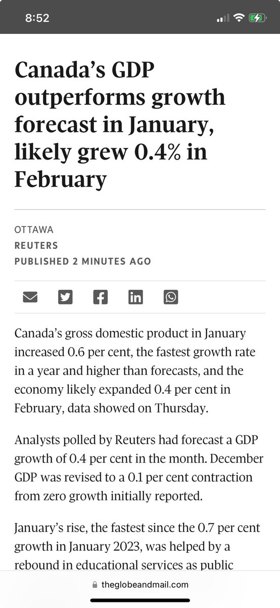 Economy seems to be humming right now in Canada #cdnpoli