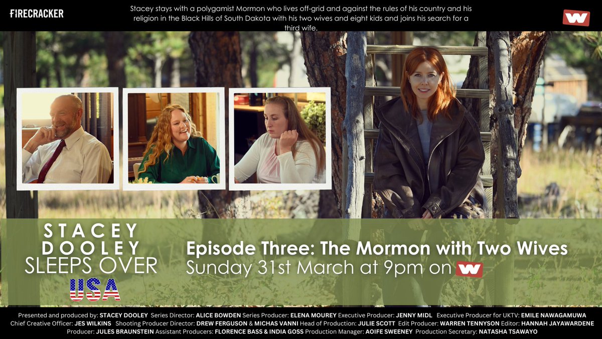 In our last US vacay of the series, Stacey heads to South Dakota to spend the weekend with Jeff, Vanessa &amp; Sharis - polygamist Mormons, who live together on a 20-acre farm with their eight children.

Stacey Dooley #SleepsOver, tonight at 9pm on <a href="/wchannel/">W</a> 🇺🇸 ✈️