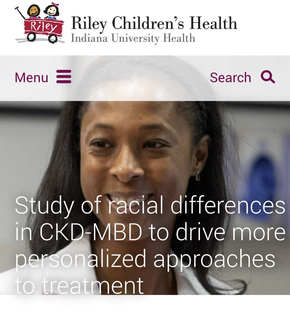 Great highlight of the amazing work done by @DrMarciMD and her future plans to understand differences in racial differences in mineral bone disease in children with kidney disease! rileychildrens.org/research/featu…