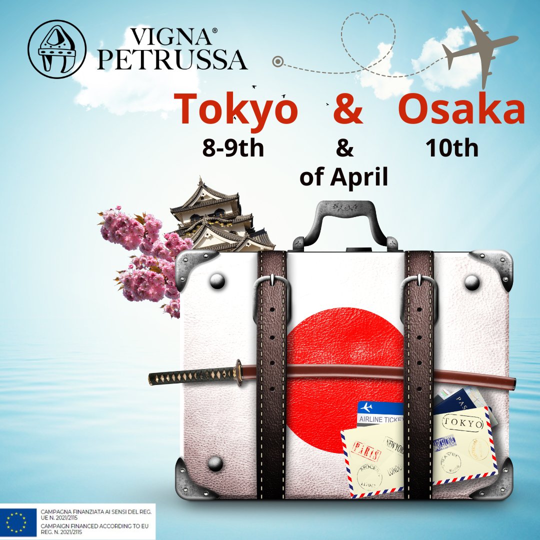 Let's fly to #Japan! 8-10 April we'll be in #Tokyo and #Osaka for B2B meetings with wine buyers. Contact us for more info: info@vignapetrussa.it #vignapetrussa #italianwine Campagna finanziata ai sensi del Reg.UE n. 2021/2115 Campaign financed according to EU Reg.n. 2021/2115