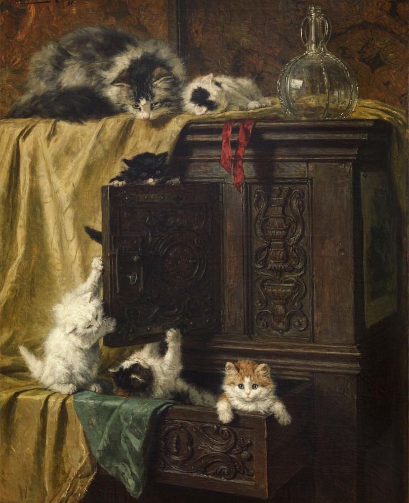 Title: “Misbehaving”
Painter: Henriette Ronner-Kniep (1821 - 1909), Dutch-Belgian