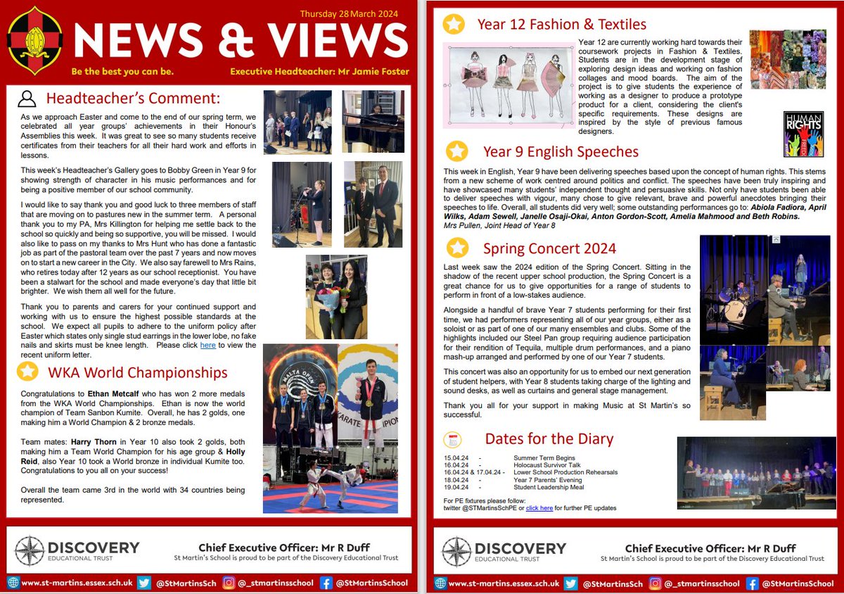 Please see below this week's end of term St Martin's News and Views Bulletin 28/3/2024 Please find the link here: st-martins.essex.sch.uk/assets/Documen…