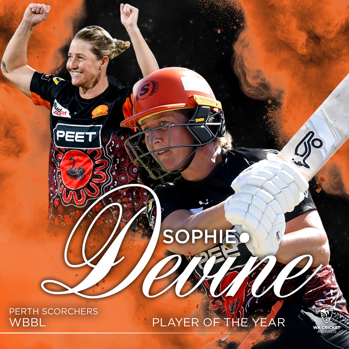 A Scorchers great, enhancing her legacy 👊 Sophie Devine was back at her best and named as our WBBL Player of the Year! 💥 #WACricketAwards #MADETOUGH