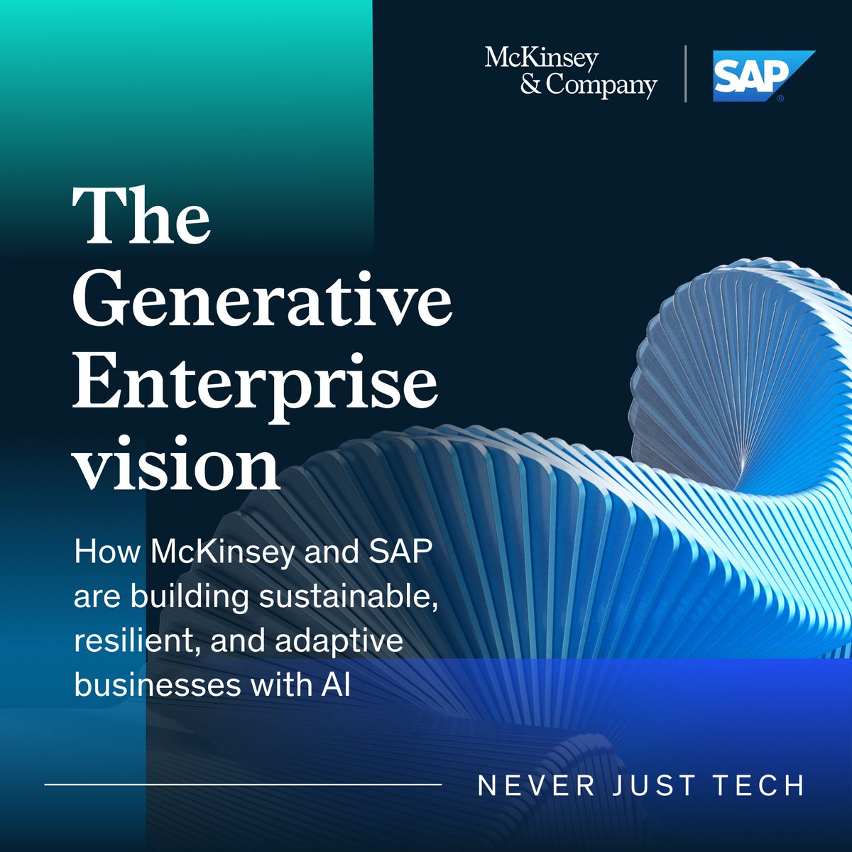 McKinsey is proud to announce a new gen AI collaboration with SAP that expands its long-standing strategic alliance. The new offering, the Generative Enterprise, aims to help leaders build sustainable, resilient, and adaptive businesses. mck.co/4awdf3b #NeverJustTech