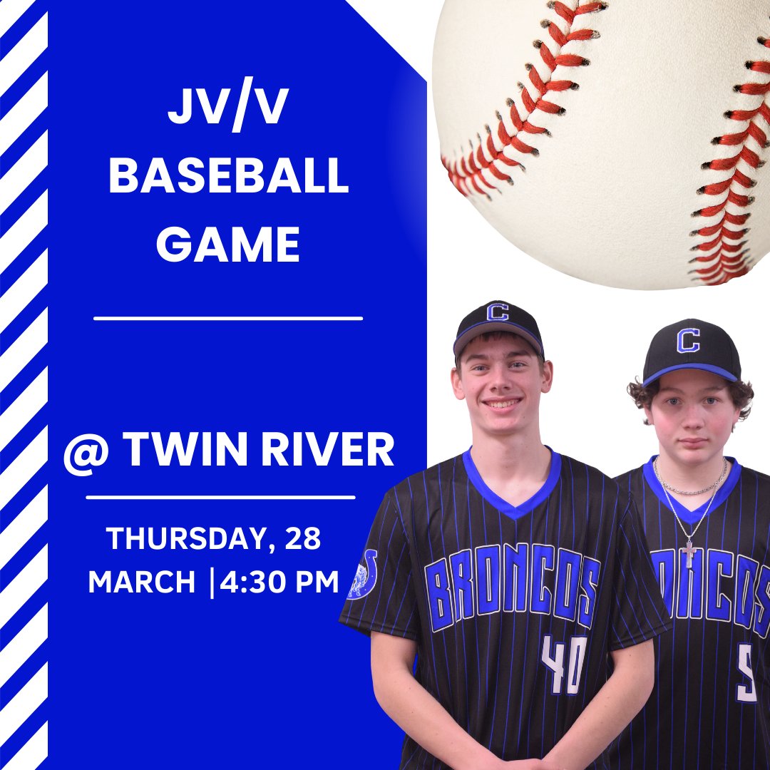 cpsbroncos's tweet photo. The baseball team is headed to Twin River today come and cheer them on! #BroncoPower #GiddyUp
📍Twin River
🕟️4:30 PM
🆚Twin River https://t.co/pcox5znLVn