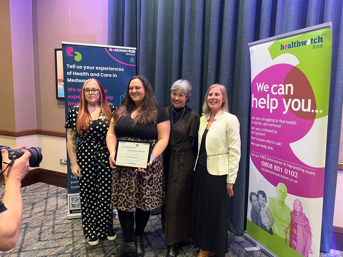 Celebrating big wins last night at #HealthWatchKent awards! Our Health Equalities program and the incredible Claire Shelton both clinched well-deserved awards. Huge pride in our team's hard work being recognised! 👏 #AwardWinners #MakingADifference