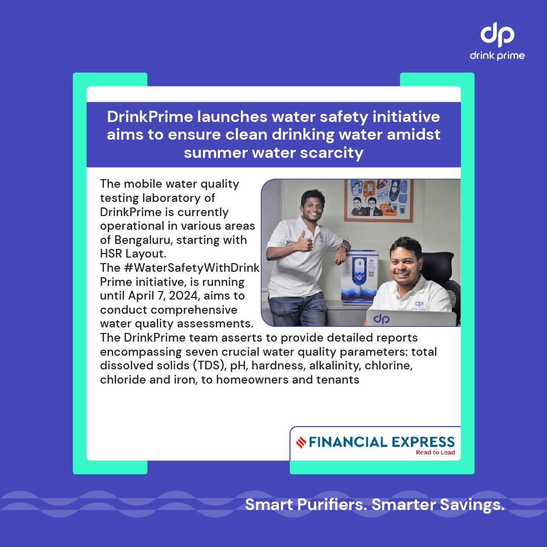 Worried about water safety amidst Bengaluru's water crisis and scorching heat? Many are relying on water tankers, raising concerns about water quality. That's why we launched #WaterSafetyWithDrinkPrime, offering FREE water quality testing. Know more here: bit.ly/43SbH1v