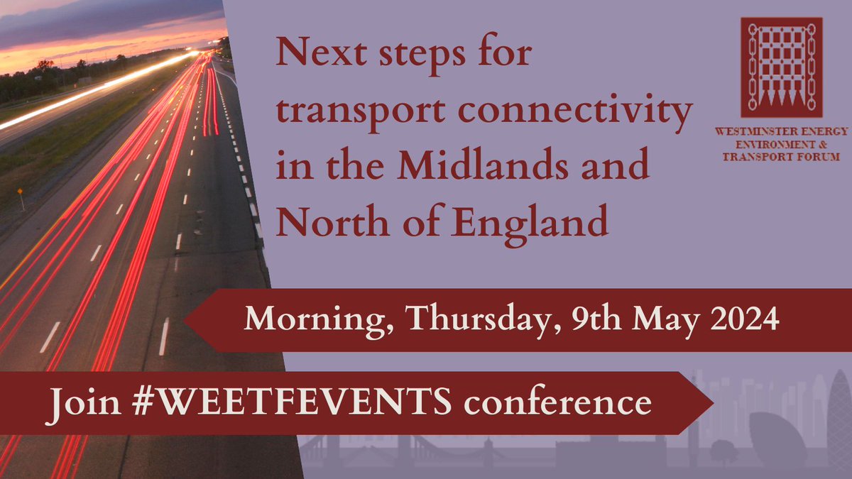 Are you interested in Next steps for transport connectivity in the Midlands and North of England? Join Westminster Energy, Environmt & Transport Forum on the 9th May to discuss this with speakers @DavidLeeder2 @TF_davidS @TransportFocus Conf info: westminsterforumprojects.co.uk/conference/Tra…