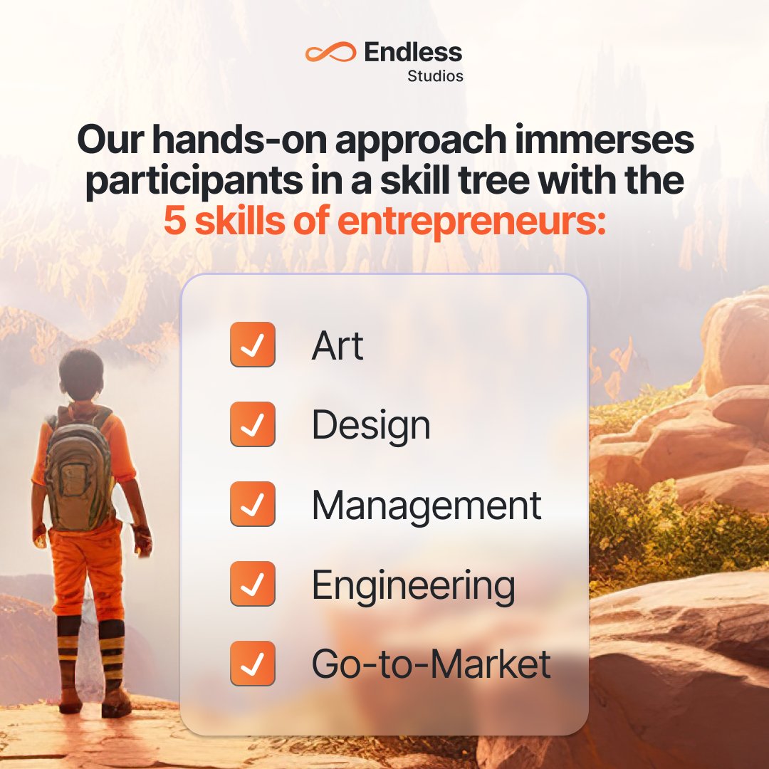 Unlock a world of skills and creativity at Endless Studios! Our unique approach blends game development with crucial entrepreneurial talents like design, digital art, coding, management, and go-to-market strategies. 

Visit our website - endlessstudios.com