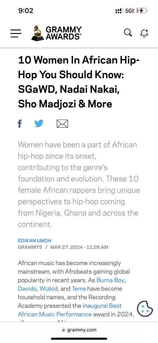 The @RecordingAcad said stop sleeping on me 🥹❤️ 10 Women in African HipHop you should know Read here : grammy.com/news/10-women-…