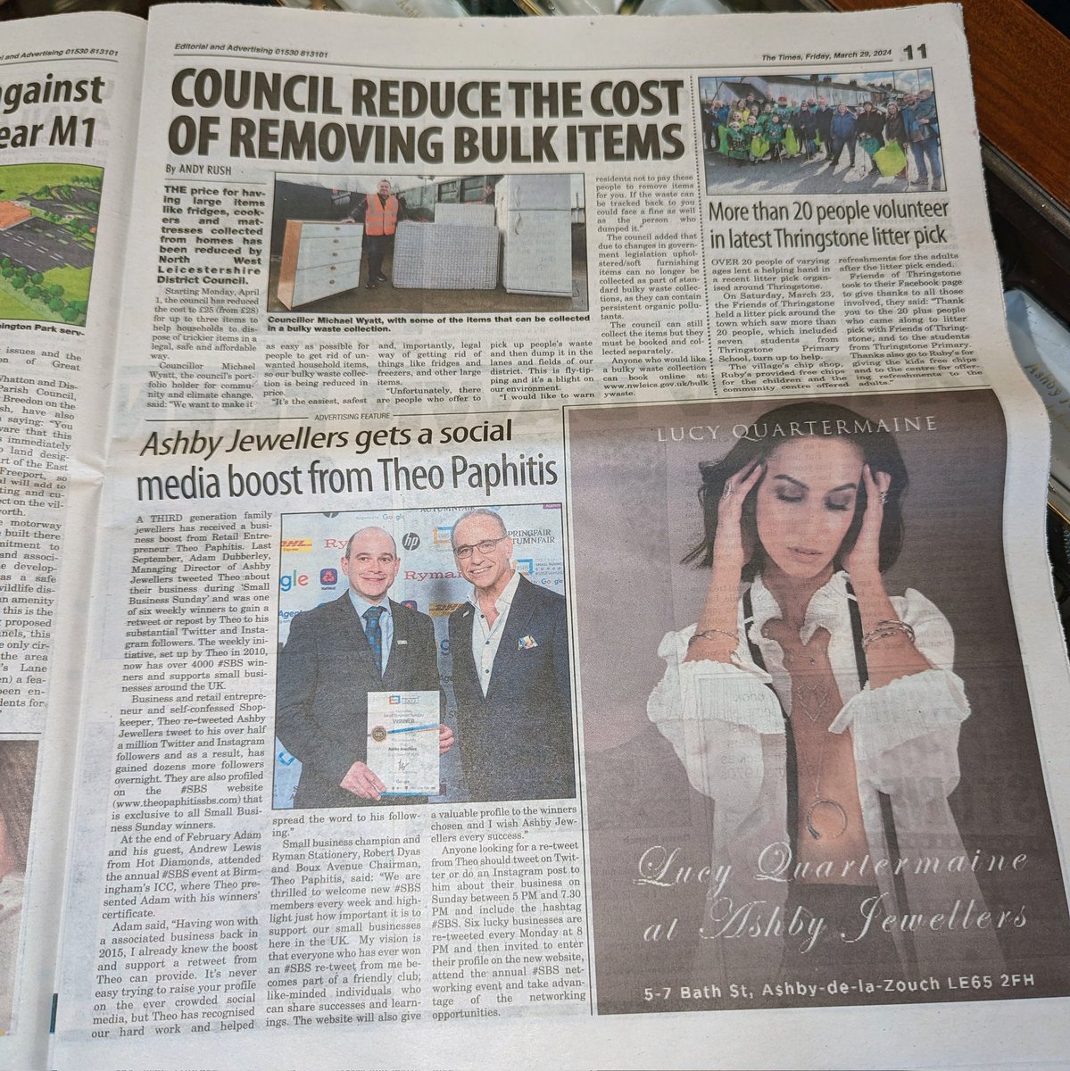Have you seen us in this week's Ashby Times?
Last year we won the <a href="/TheoPaphitis/">Theo Paphitis</a> Small Business Sunday and last month had the pleasure of collecting our certificate from the ex Dragon himself.

#ashbytimes #sbs #sbscrew #loveashby #celebration #lucyq <a href="/TheSBS_Crew/">#SBS Crew</a>