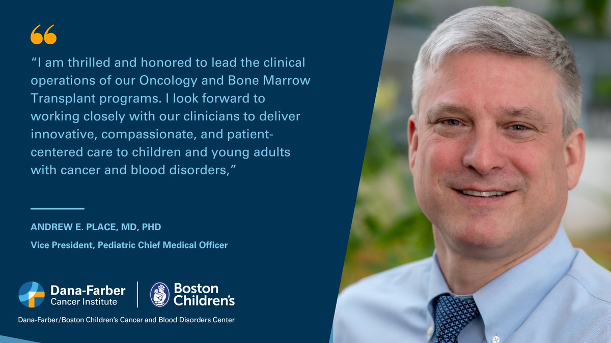 Congratulations to Andrew E. Place, MD, PhD, who has been appointed as Dana-Farber/Boston Children’s Cancer and Blood Disorders Center (@DFBC_PedCare) Vice President, Pediatric Chief Medical Officer. News Release ▶️ ms.spr.ly/6018cQZ2i