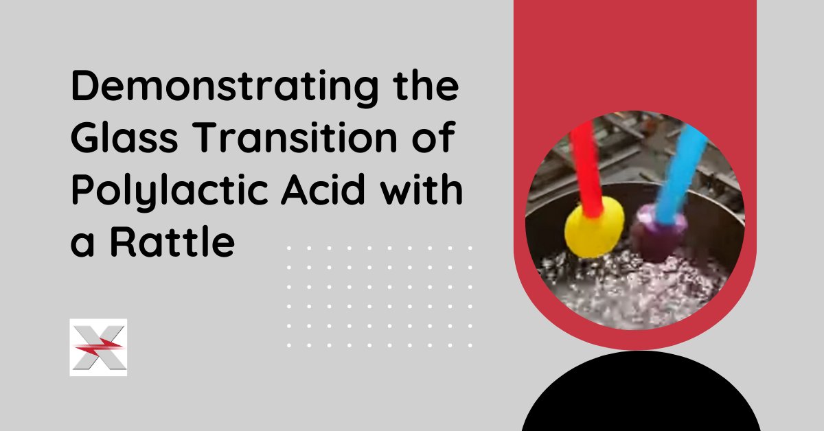 PLA-based structures containing a small metal object can be used as rattles for demonstration of glass transition. The sound of the rattles change when they are heated above or cooled below their glass transition. bit.ly/GTdemo