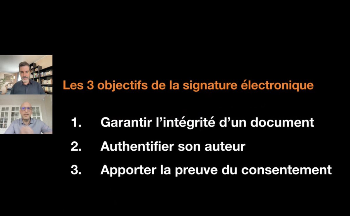 Les 3 objectifs de la #SignatureElectronique 👉Garantir l'intégrité d'un document 👉Authentifier son auteur 👉Apporter la preuve du consentement v/@OrangePro #CollaborationCommerciale #Transfonum