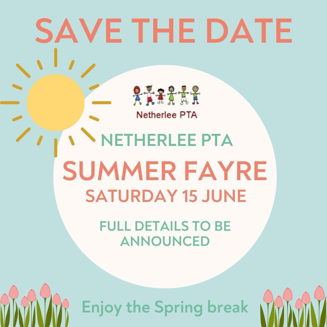 NetherleePTA (@netherleepta) on Twitter photo Enjoy the spring break everyone 🌺🌷
We are looking forward to organising our summer fayre for 2024. ☀️🥰
We hope you can join us family & friends welcome, more details will follow, please save the date.
❤️🍰🧁🌭🎪
<a href="/sand_nc/">NetherleePSandNC</a> Enjoy the spring break everyone 🌺🌷
We are looking forward to organising our summer fayre for 2024. ☀️🥰
We hope you can join us family & friends welcome, more details will follow, please save the date.
❤️🍰🧁🌭🎪
<a href="/sand_nc/">NetherleePSandNC</a>